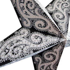 14. Svartvit Julstjärna med silverglitter