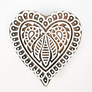 26. Indiska trästämplar Hjärta Liten