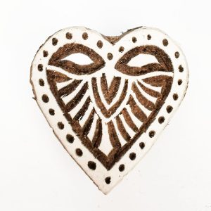 42. Indiska trästämplar Hjärta Liten