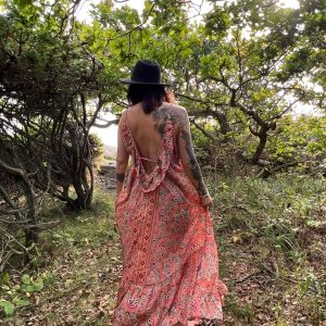 Bohemisk klänning Spaghettistrap