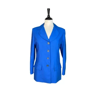 BLÅ KAVAJ MED RUNDADE SLAG (S)