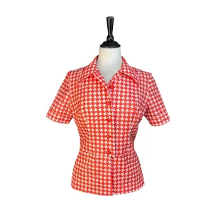 HUNDTANDSMÖNSTRAD KORTÄRMAD KAVAJ (S)