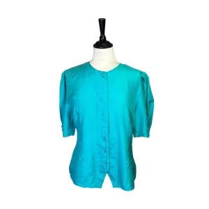 TURKOS SIDENBLUS MED PUFFÄRM (M)