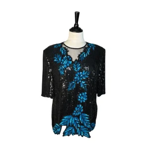 PALJETTOPP MED TURKOST MÖNSTER (M)