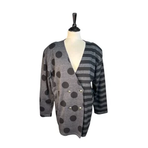 GRÅ PRICKIG & RANDIG KAVAJ (L)