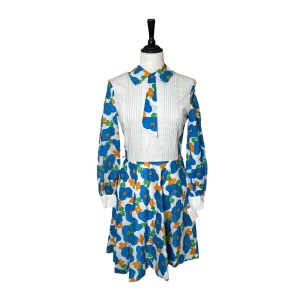 BLÅBLOMMIG KLÄNNING MED SLIPS (XS)