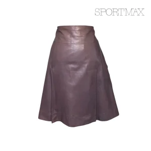 BRUN LÄDERKJOL, SPORTMAX (L)
